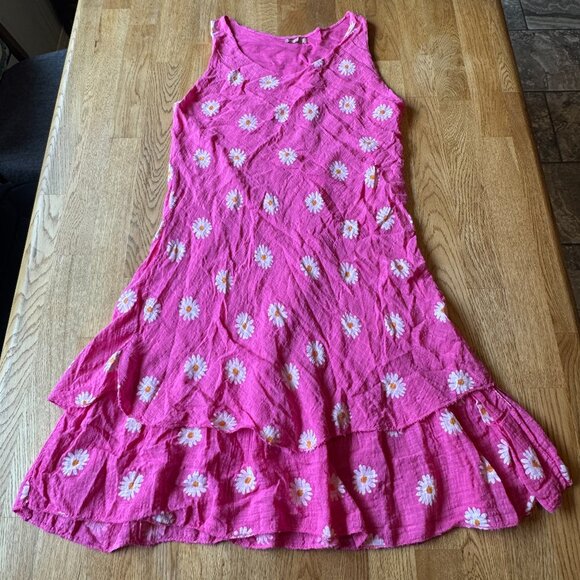 Pink Daisy Printed Floral Dress Made in Italy - Picture 1 of 7